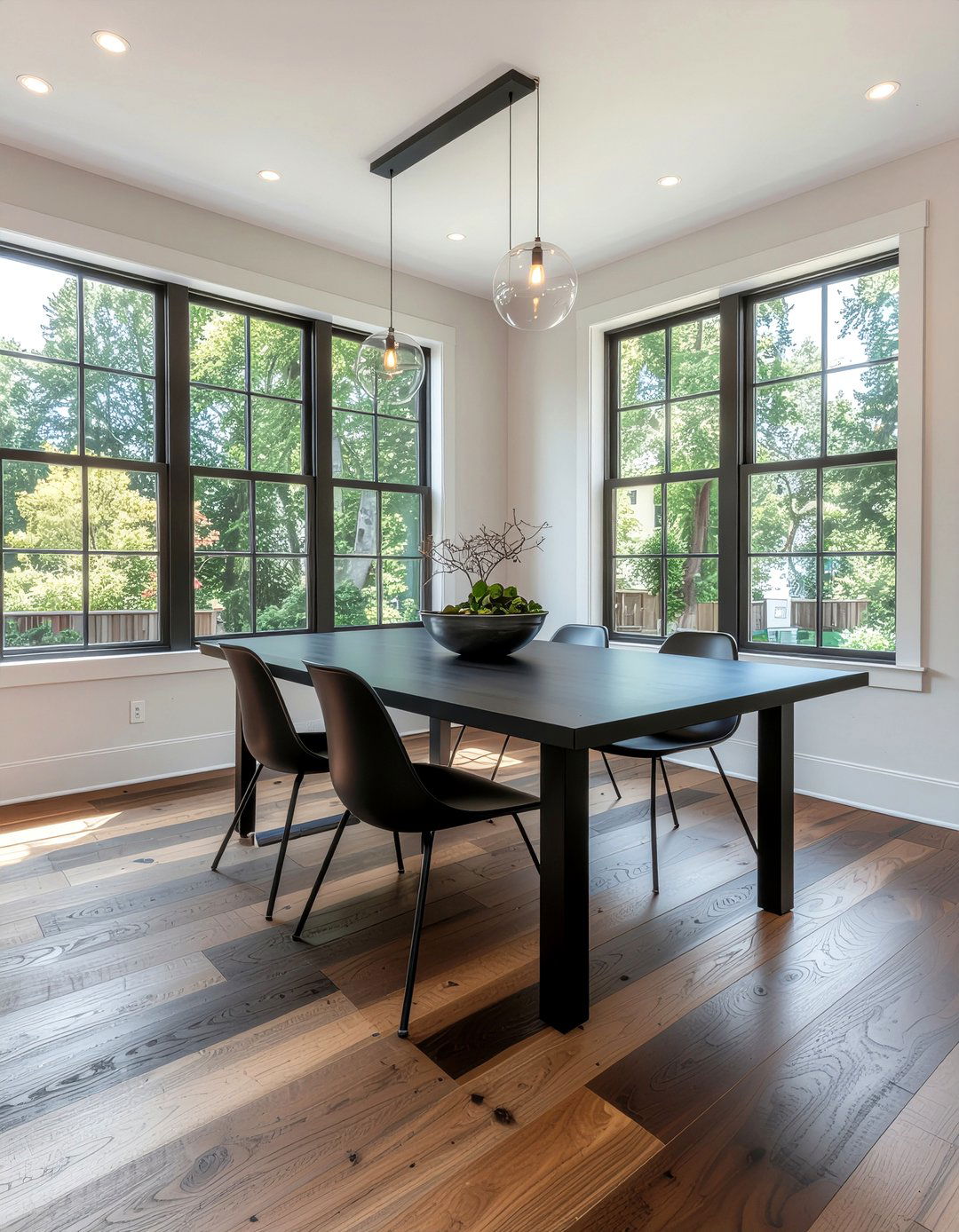 Multi Tonal Hardwood Dining Room - 30 dining room hardwood floor ideas