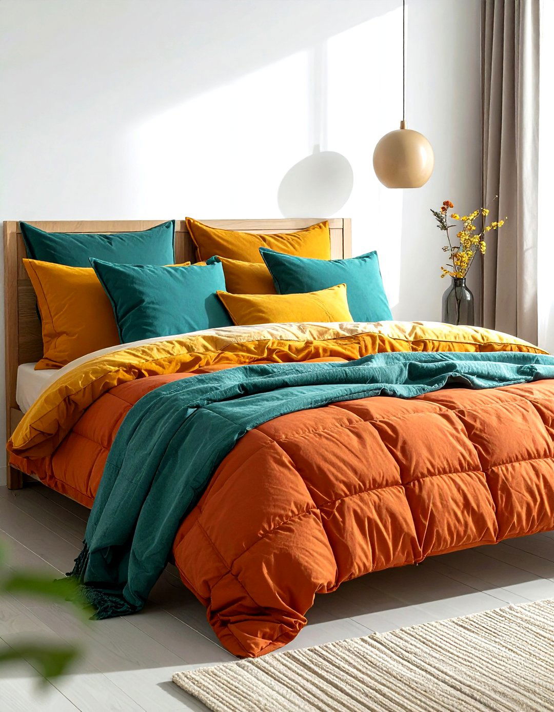 Multi color bedding - 30 colorful home decor ideas