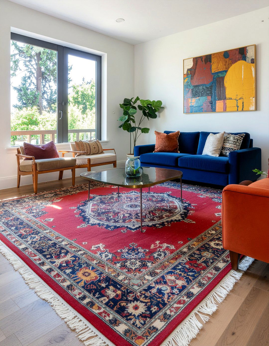 Multi color rug living room - 30 colorful living room ideas