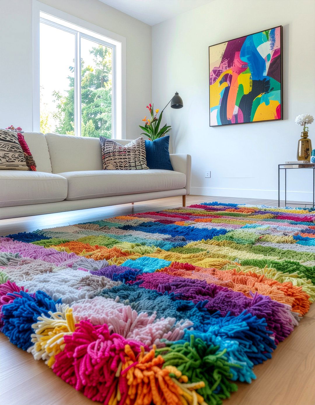Multi color shag rug - 30 living room shag rugs