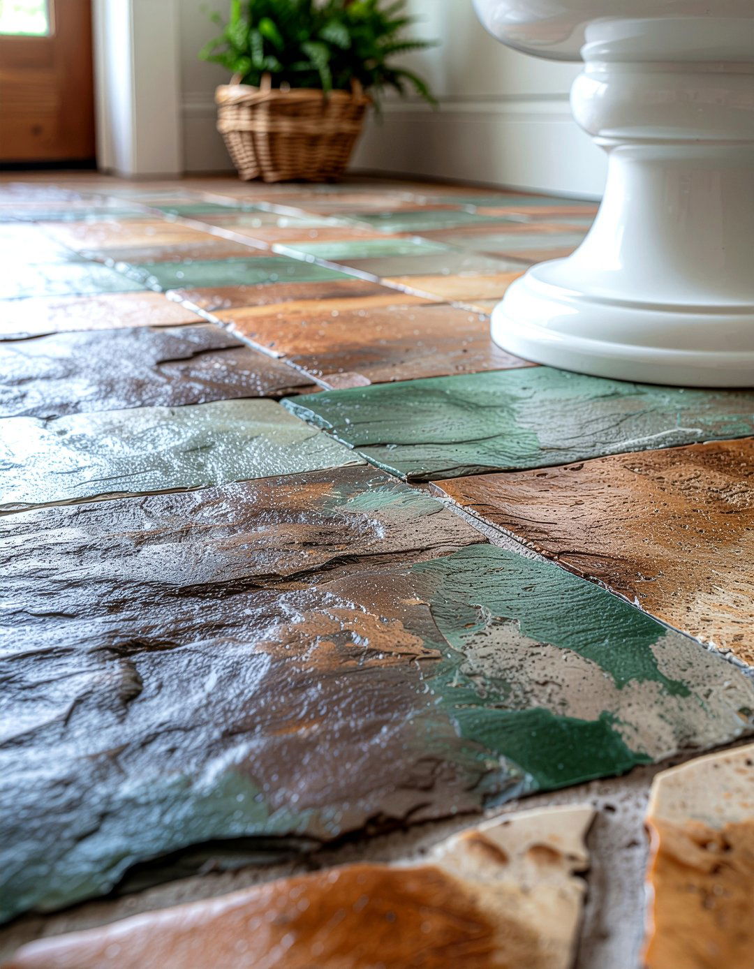 Multi color slate floor - 30 slate tile bathroom ideas