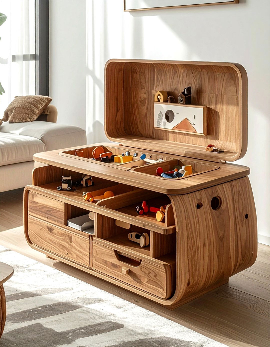 Multi functional toy storage furniture - 30 living room toy storage ideas