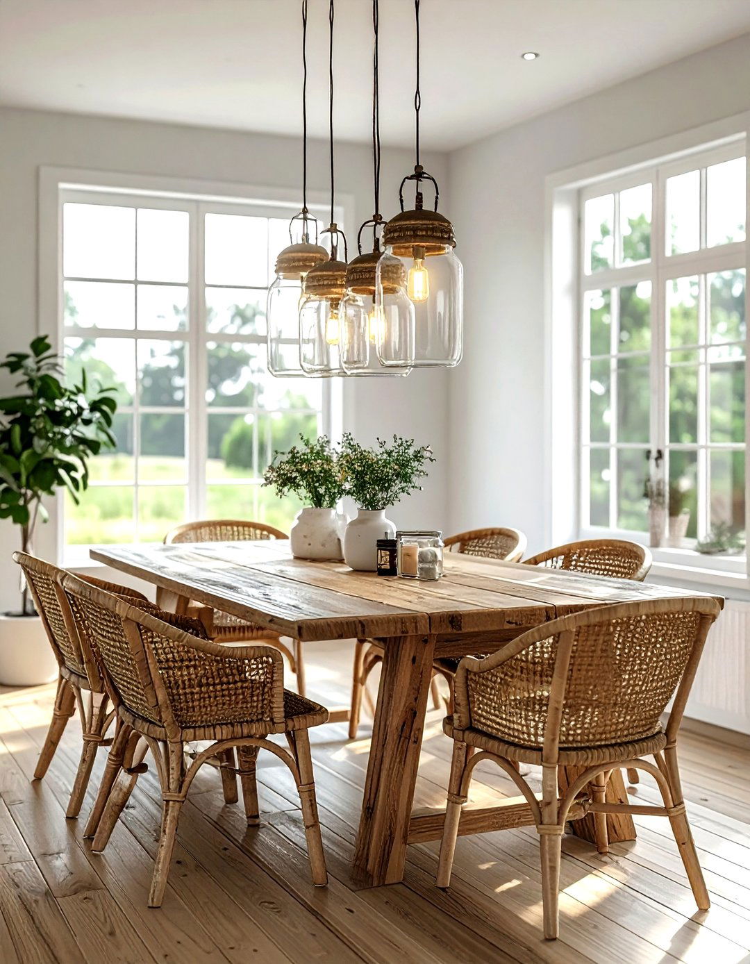 Multi light glass jar chandelier dining room - 30 industrial chandelier dining room ideas