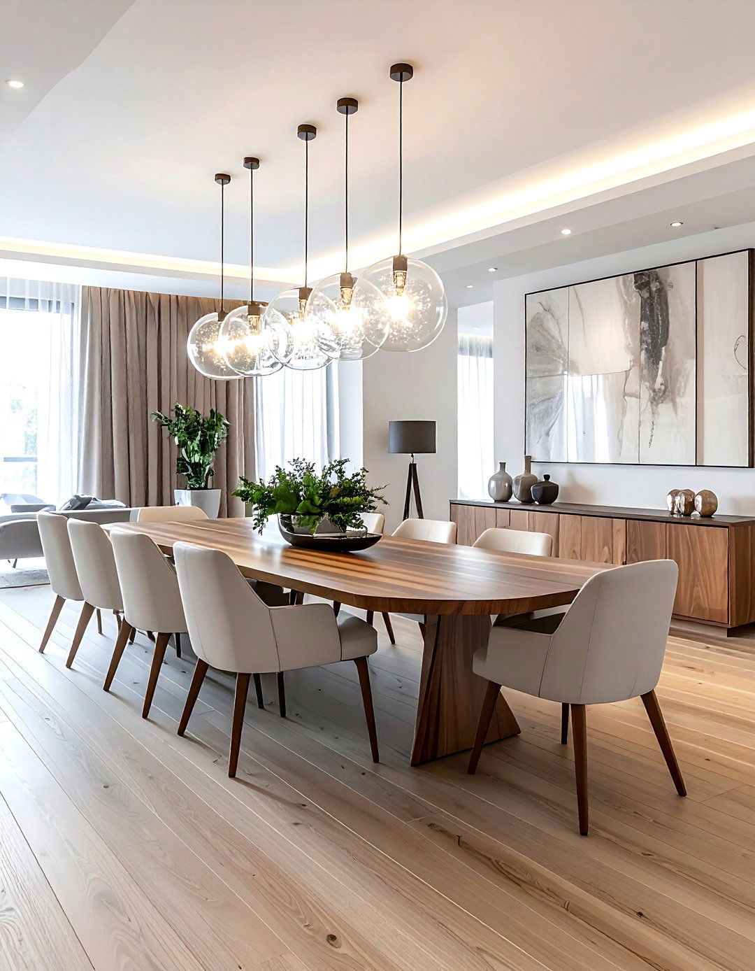 Multi light glass pendant - 30 pendant light dining room ideas