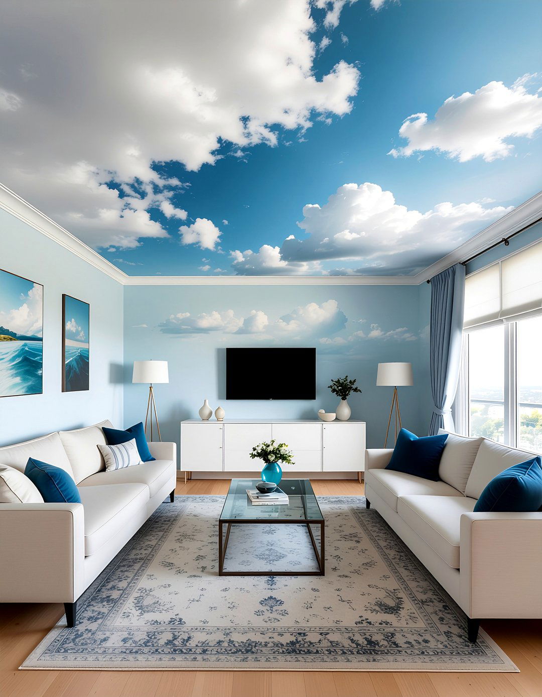 Mural ceiling - 30 living room statement ceiling ideas