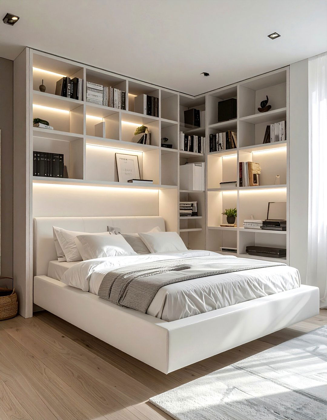 Murphy bed with shelving - 30 bedroom storage hacks