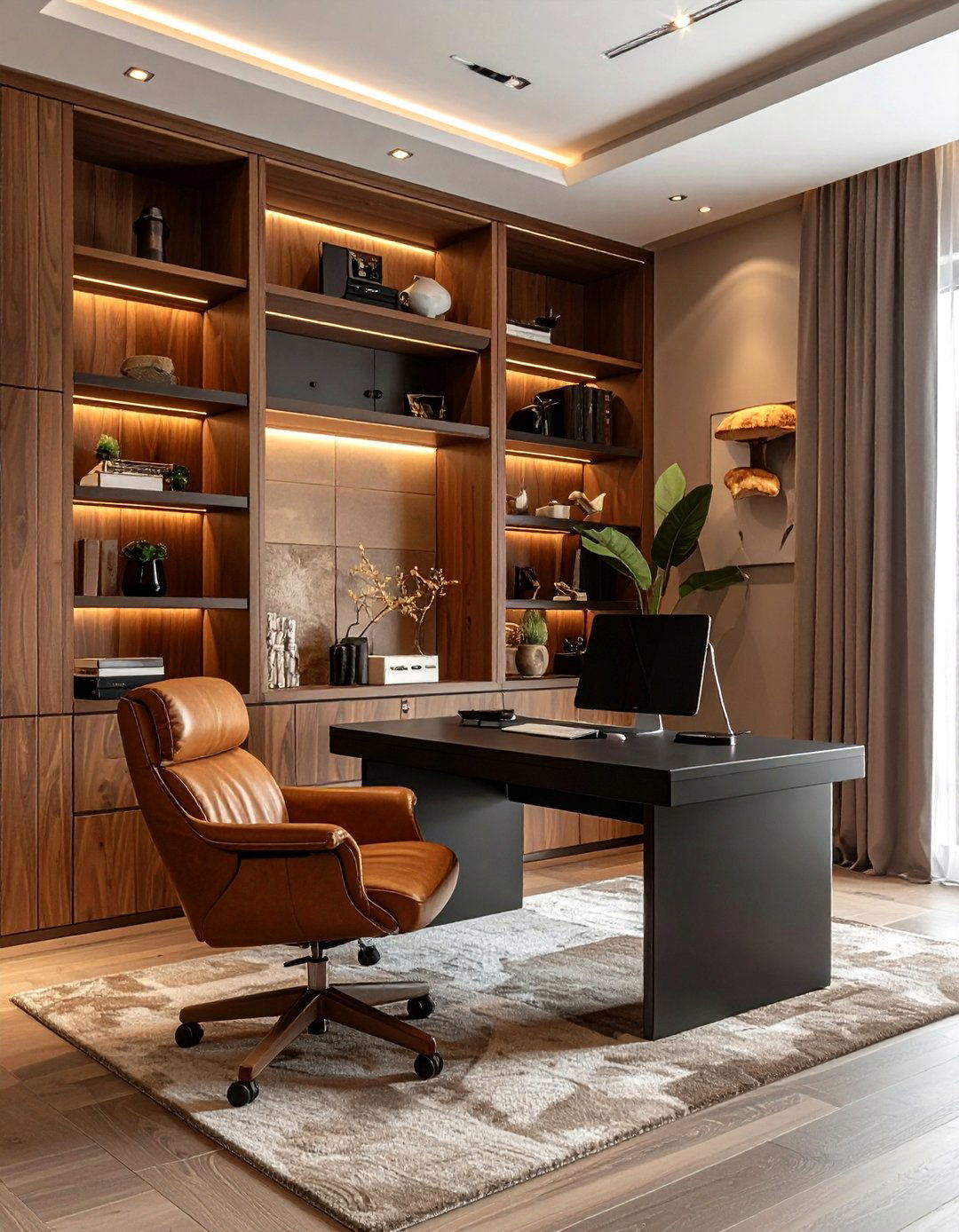 Mushroom Brown Home Office - 30 neutral color scheme ideas