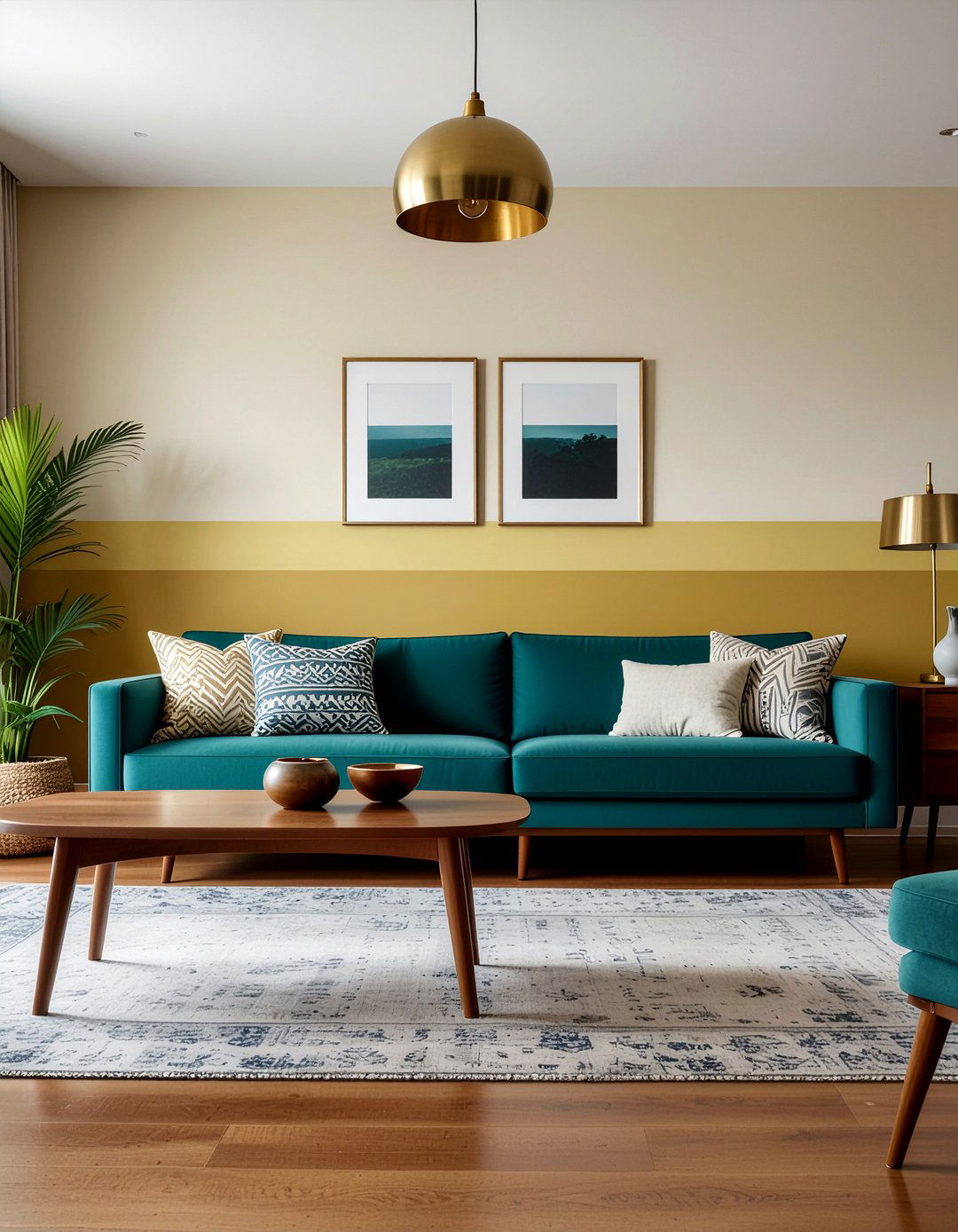 Mustard Ombre Wall - 30 living room ombre wall ideas