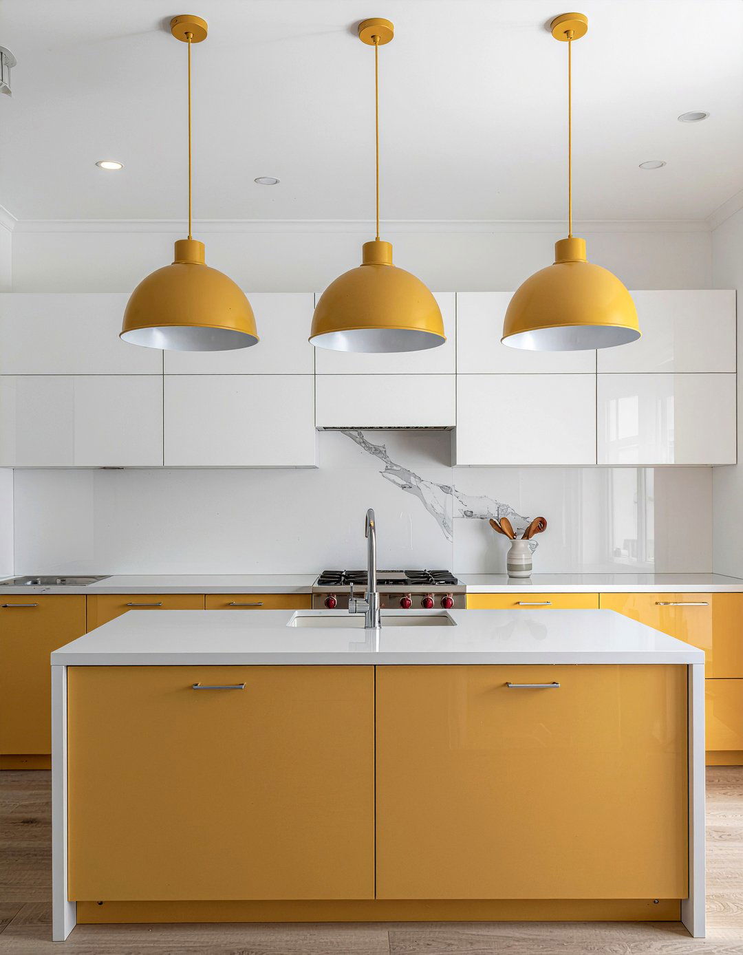 Mustard Pendant Lights - 30 mustard kitchen ideas