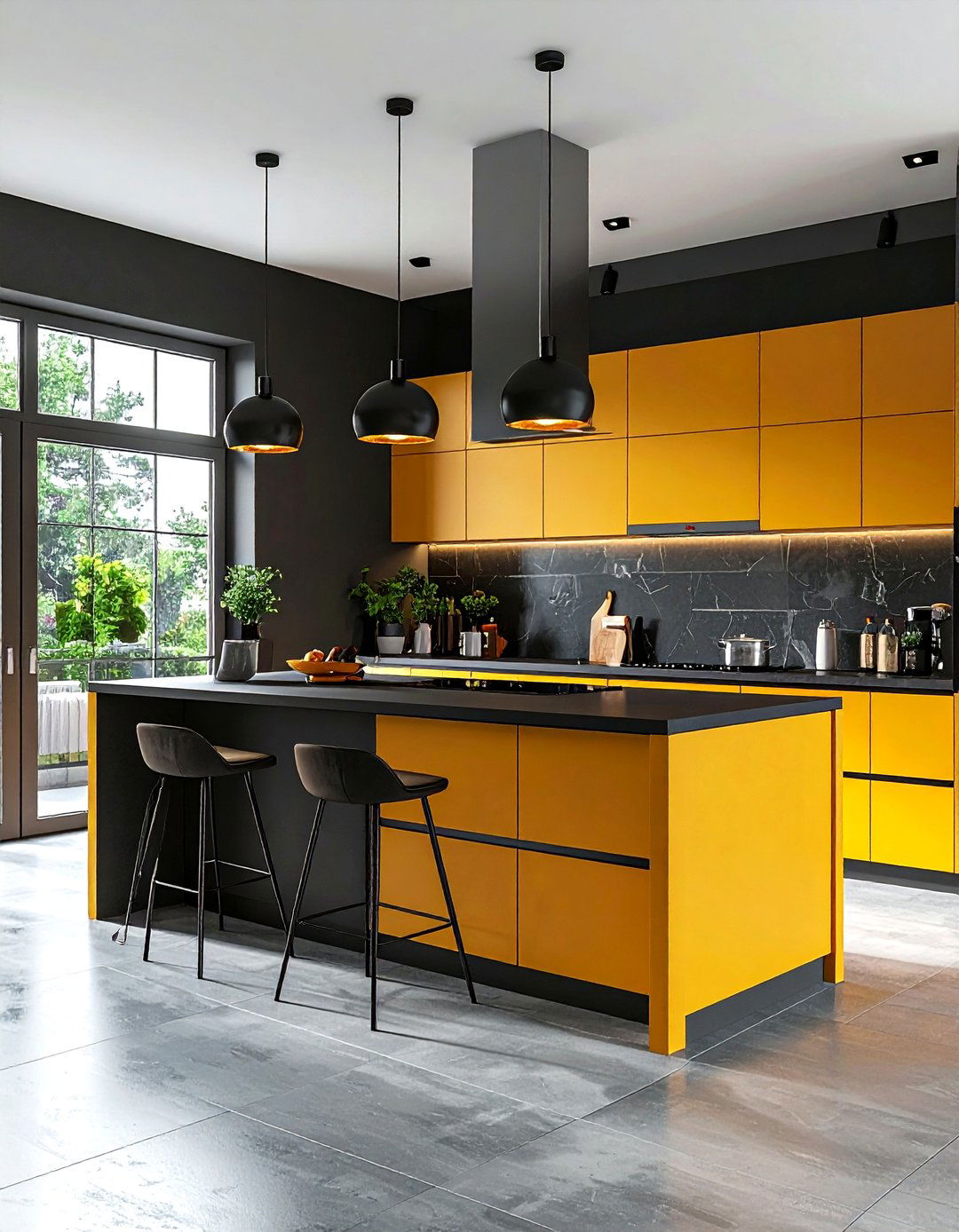 Mustard Yellow And Charcoal Kitchen - 30 two-tone kitchen ideas