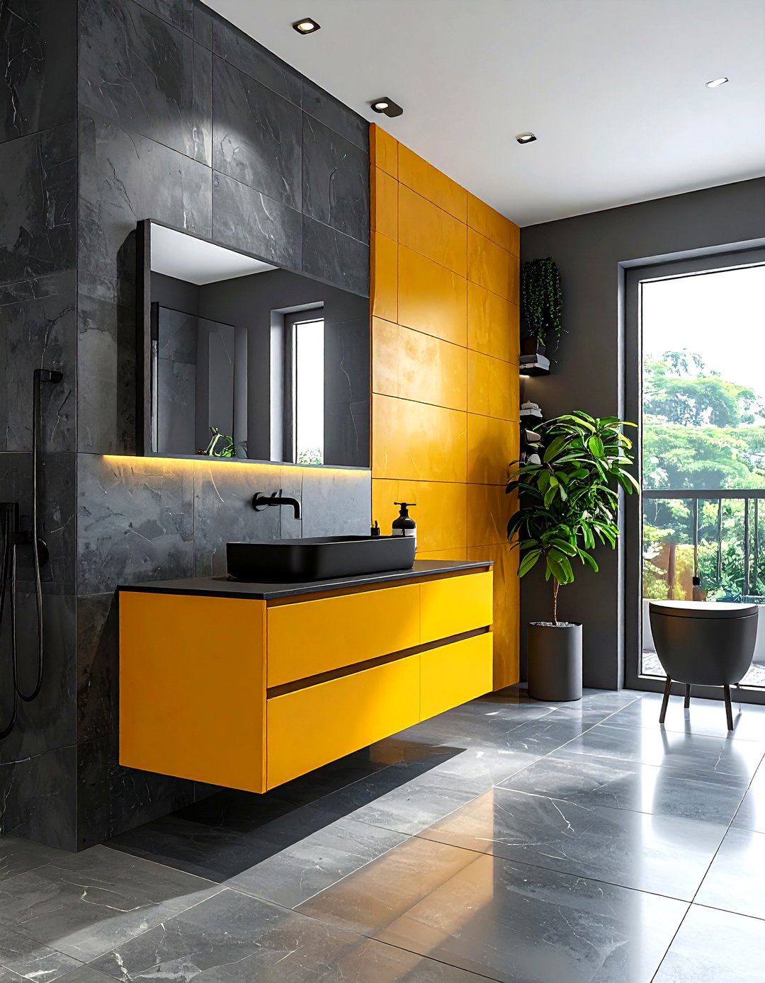 Mustard Yellow And Dark Gray - 30 gray yellow bathroom ideas