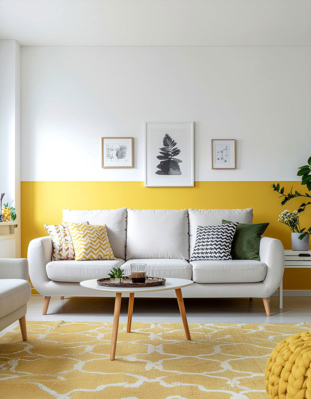 Mustard Yellow And White Living Room Wall - 30 living room two tone walls