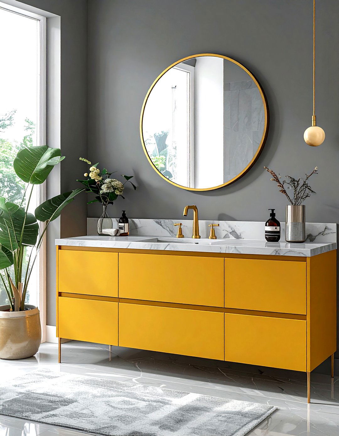 Mustard Yellow Bathroom Vanity - 30 gray and yellow bathroom ideas