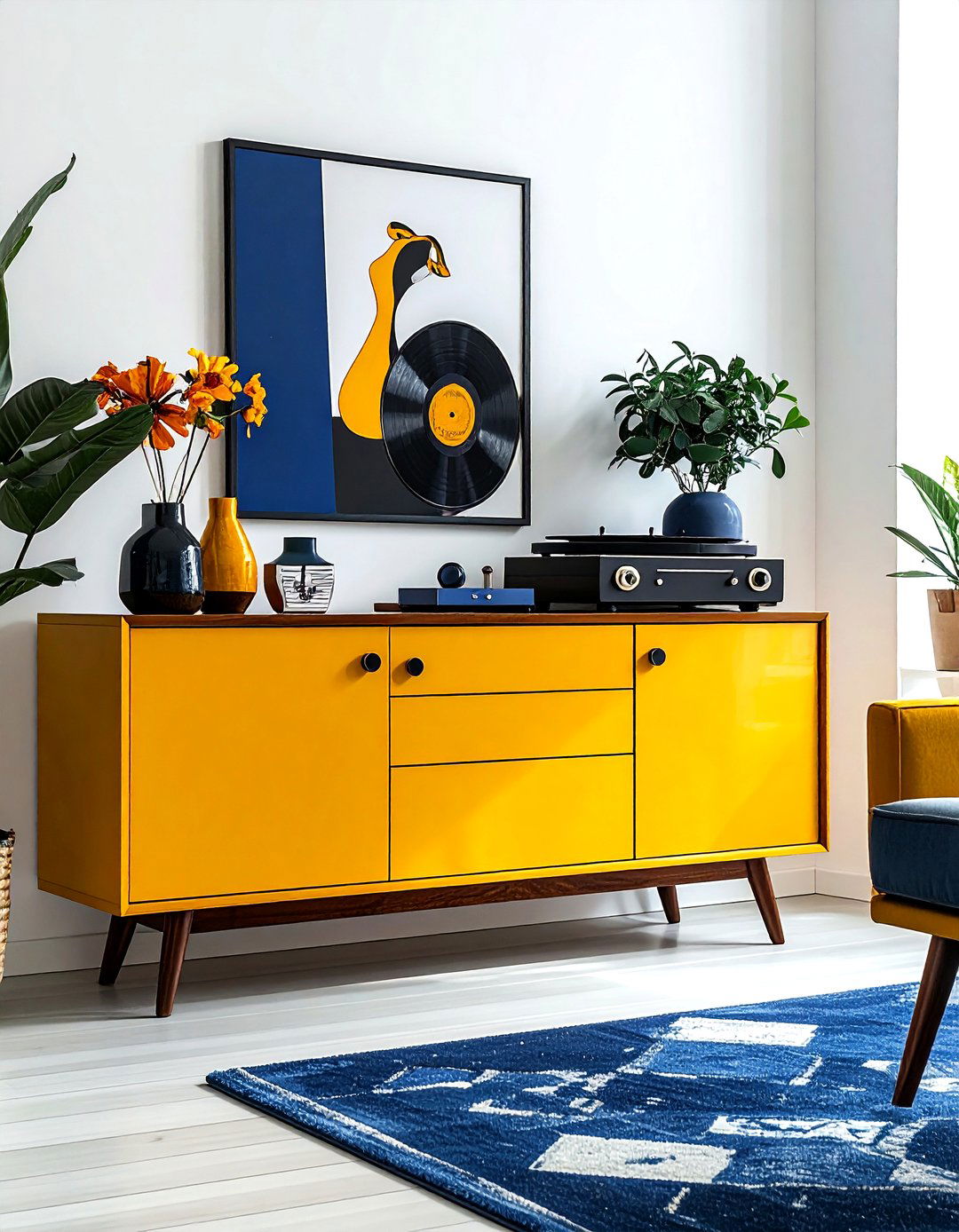 Mustard Yellow Cabinet - 30 painted dining room furniture ideas