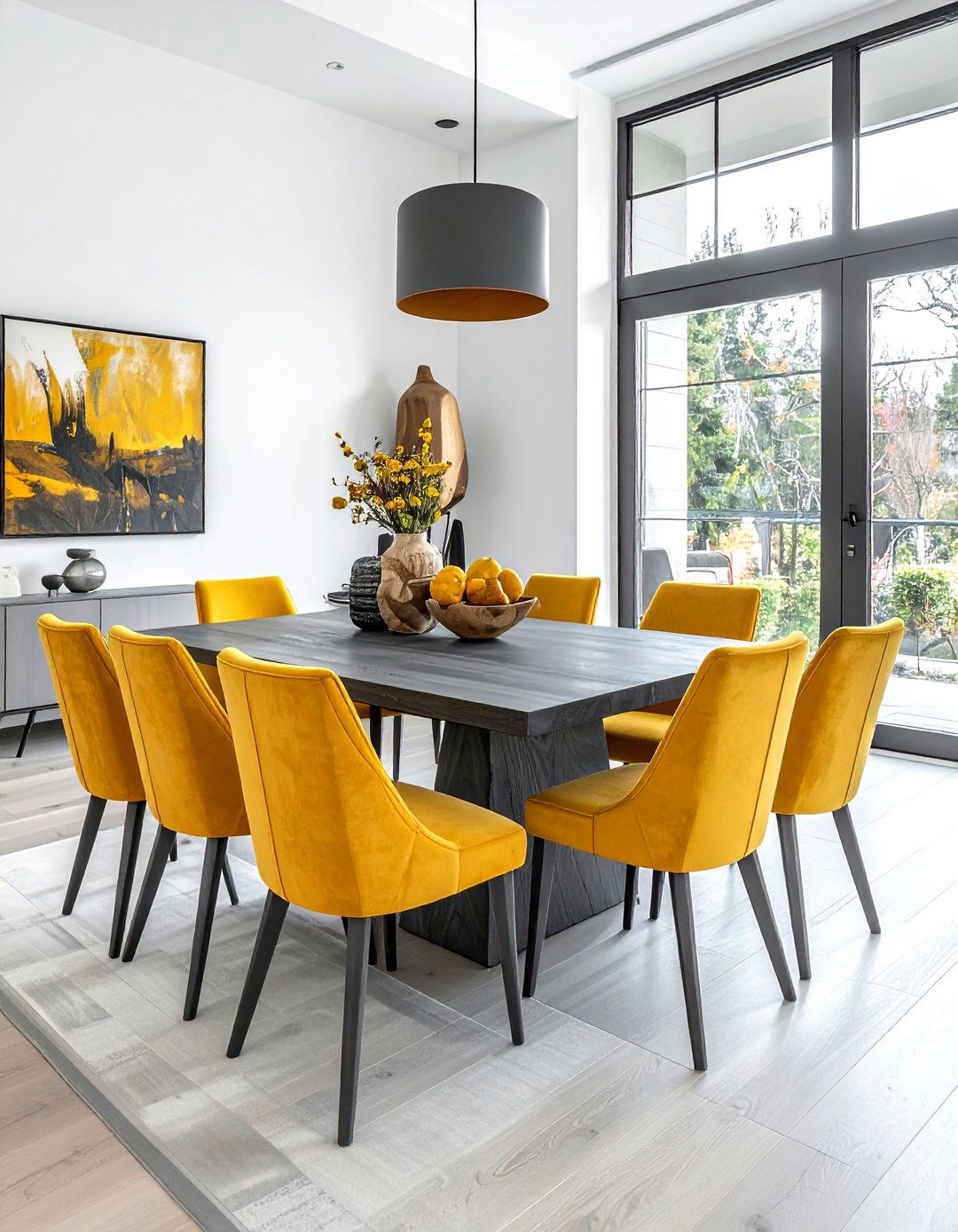 Mustard Yellow Chairs Gray Table - 30 gray yellow dining room ideas