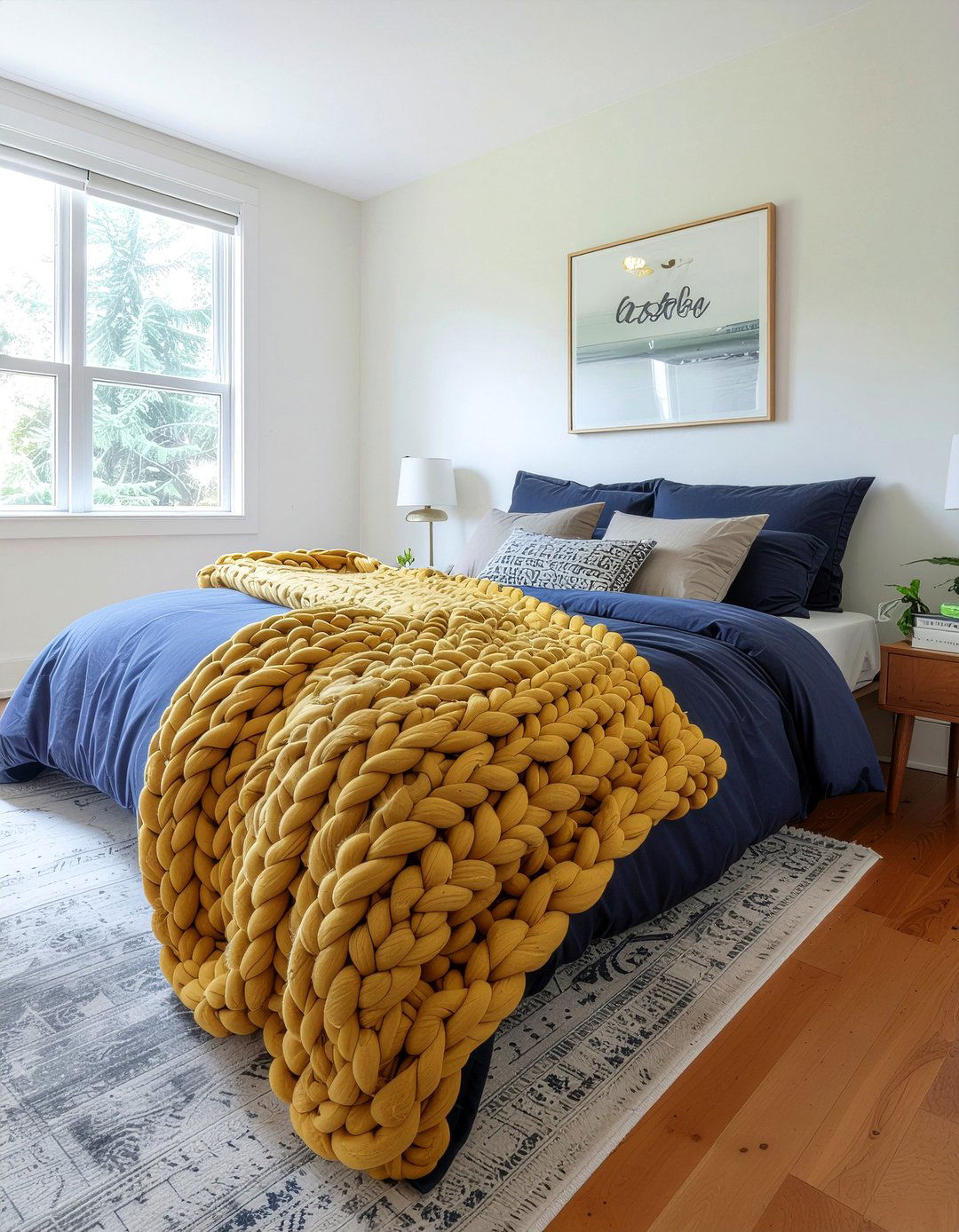 Mustard Yellow Chunky Blanket - 30 bedroom chunky knit throws