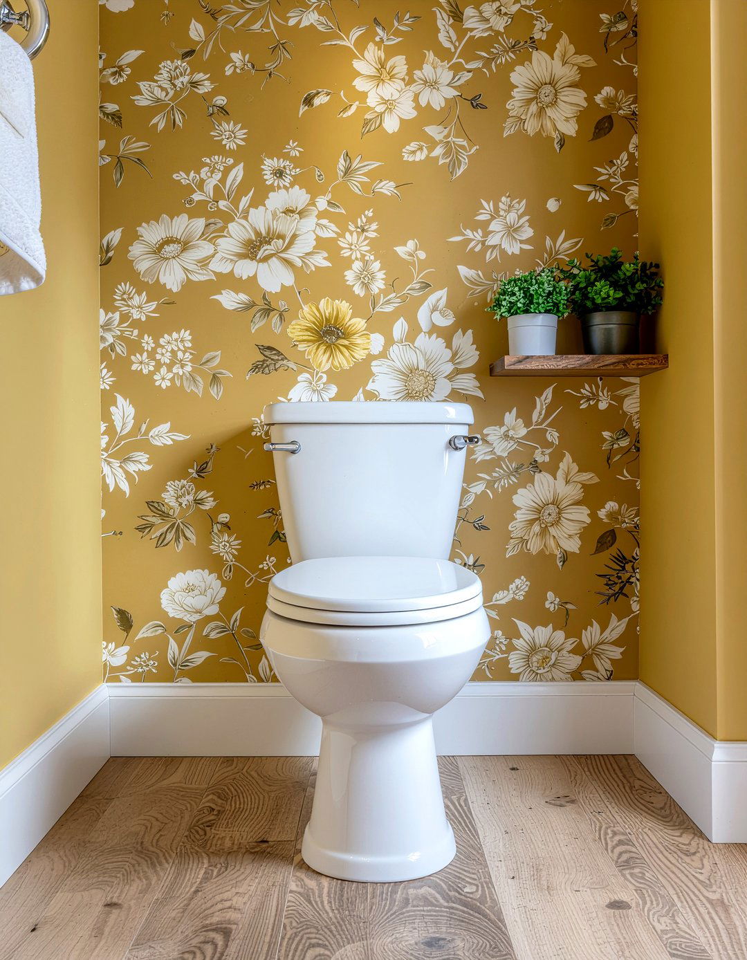 Mustard Yellow Floral Wallpaper Bathroom - 30 mustard bathroom ideas