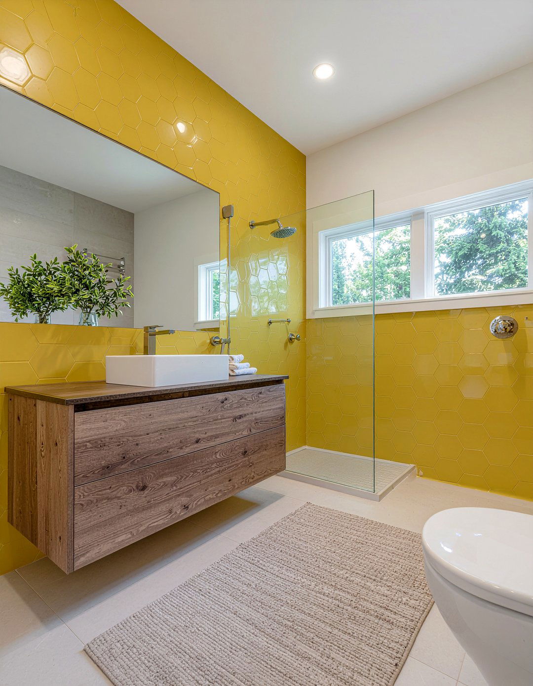 Mustard Yellow Hex Tile Bathroom - 30 mustard bathroom ideas