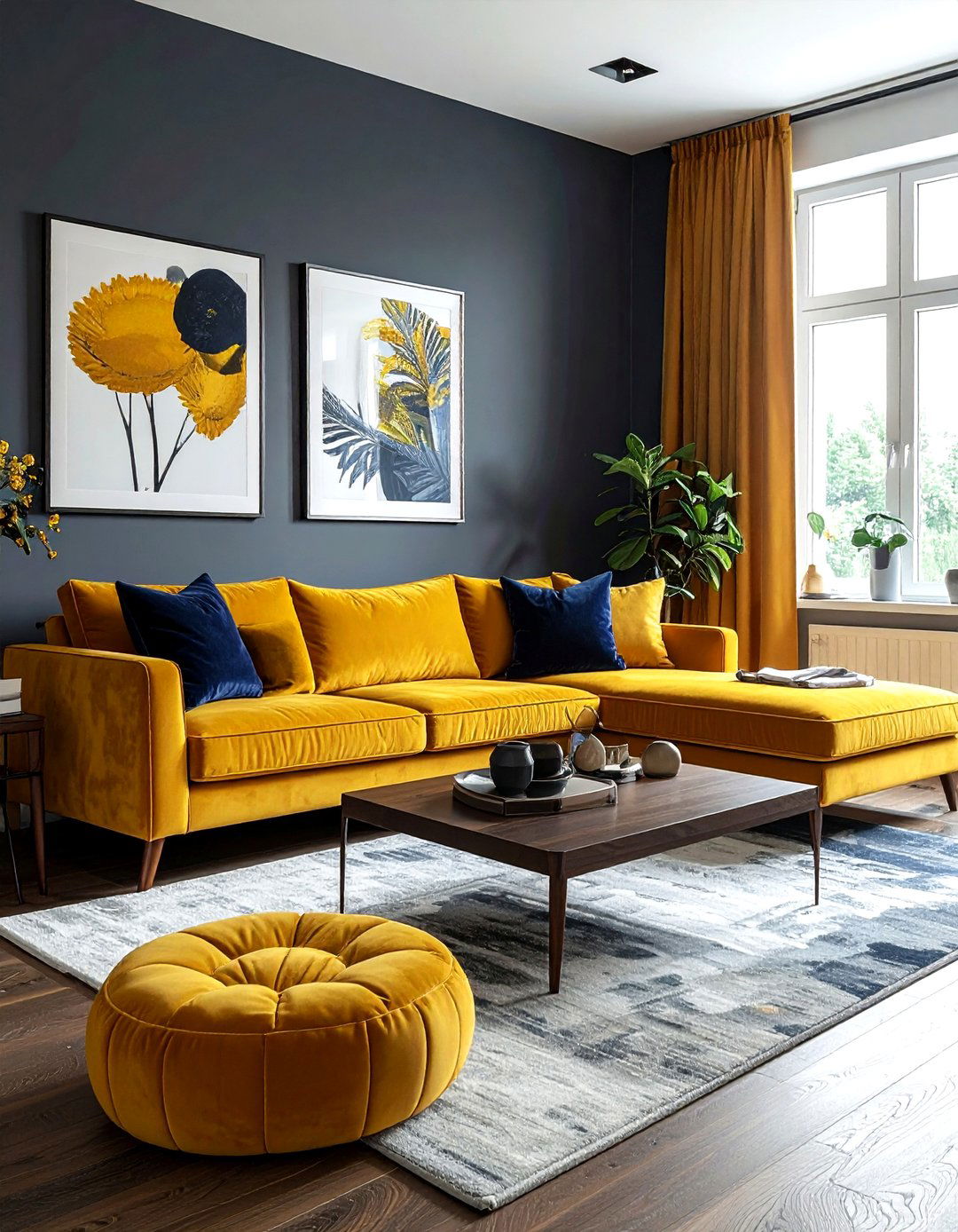 Mustard Yellow Living Room - 30 yellow decor ideas