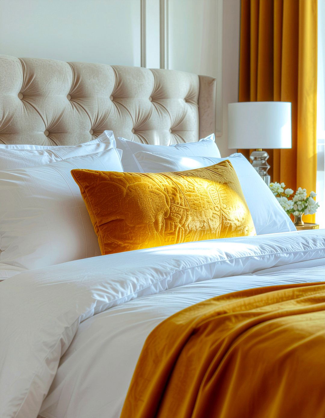 Mustard Yellow Lumbar Pillow - 30 bedroom lumbar pillows