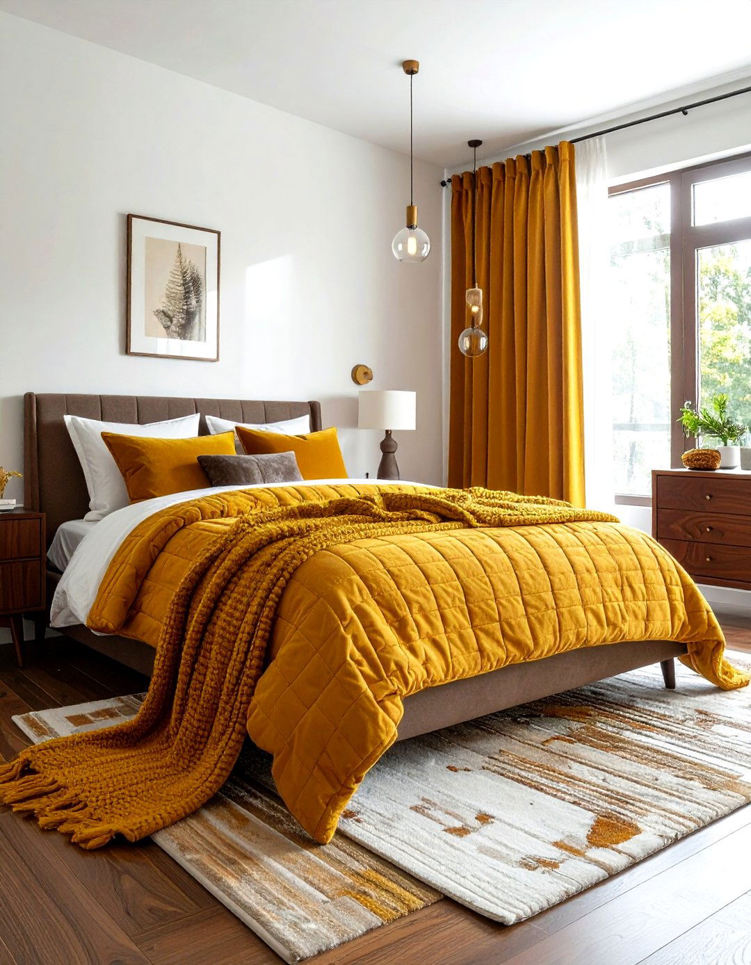 Mustard Yellow Palette - 30 mid-century modern bedroom ideas