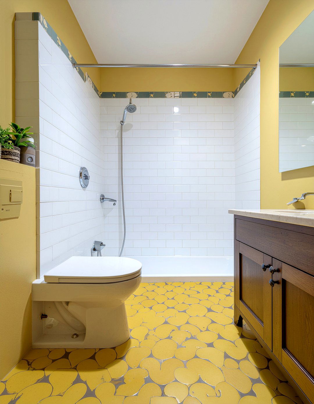 Mustard Yellow Penny Tile Bathroom - 30 mustard bathroom ideas