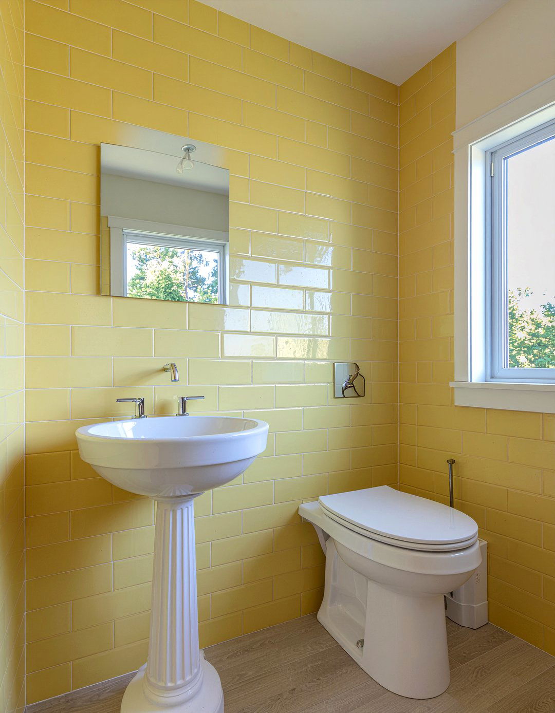 Mustard Yellow Subway Tile Bathroom - 30 mustard bathroom ideas