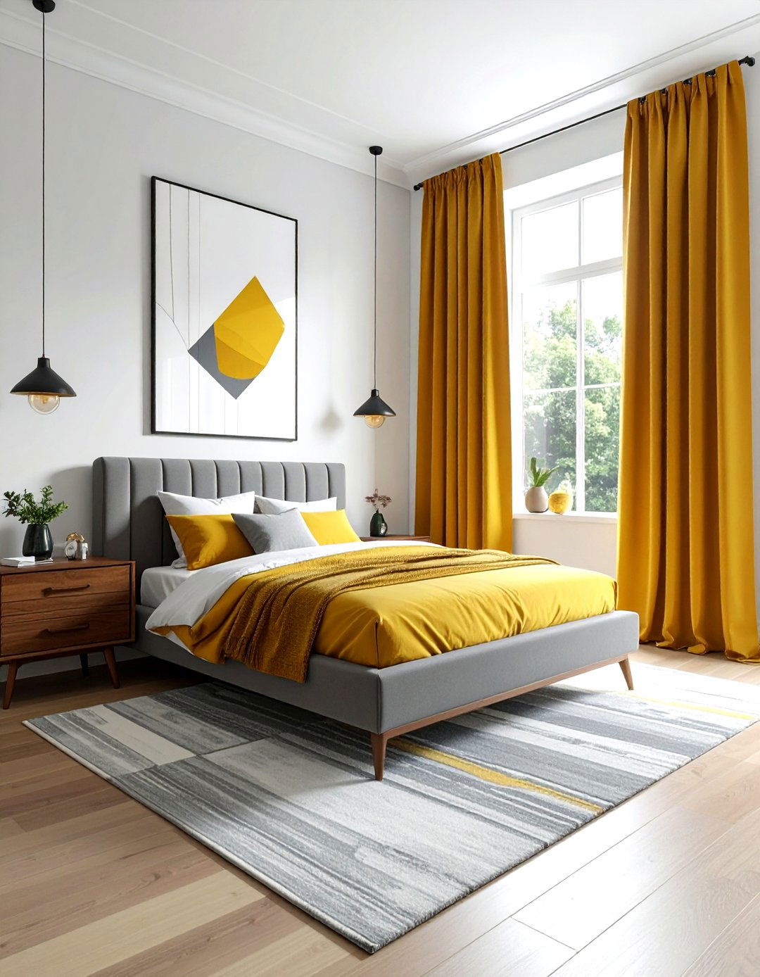 Mustard Yellow Window Drapes - 30 bedroom curtain ideas