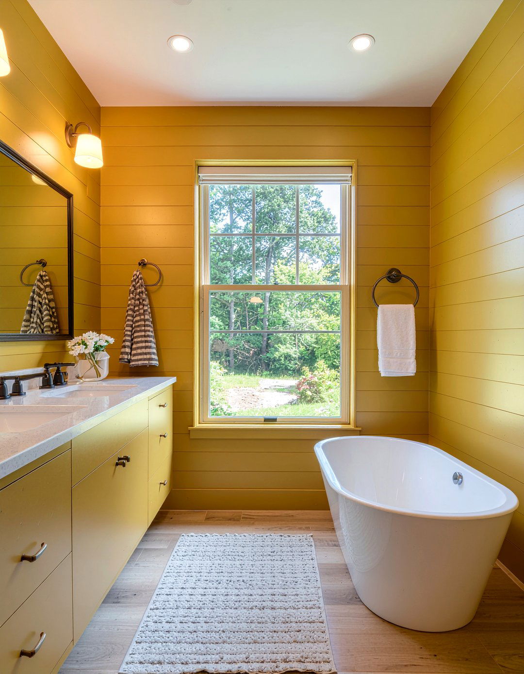 Mustard Yellow Wood Paneling Bathroom - 30 mustard bathroom ideas