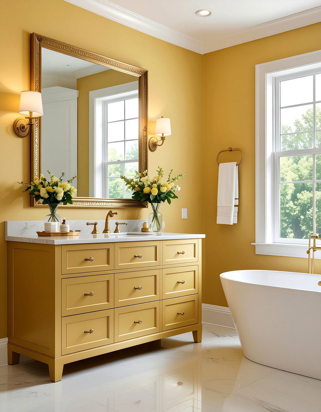 Mustard Yellow and Gold Bathroom - 30 mustard bathroom ideas