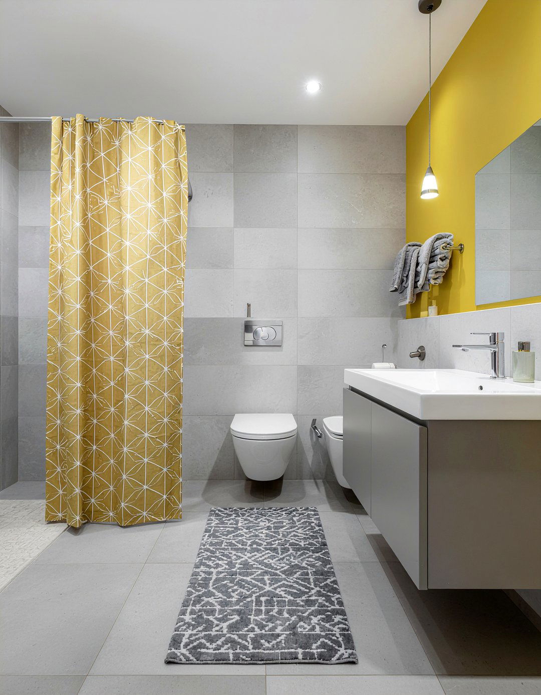 Mustard Yellow and Gray Bathroom - 30 mustard bathroom ideas