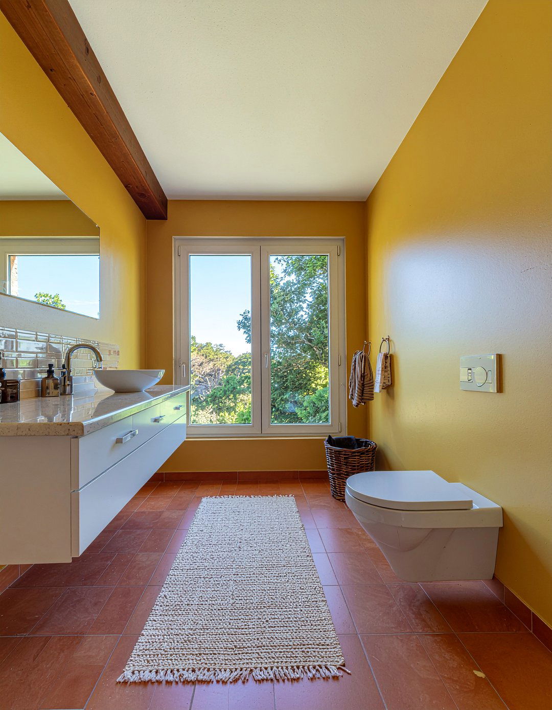 Mustard Yellow and Terracotta Bathroom - 30 mustard bathroom ideas