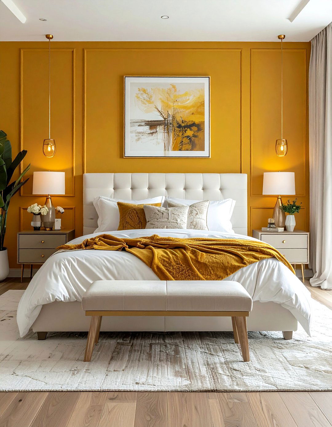 Mustard accent wall - 30 mustard decor ideas