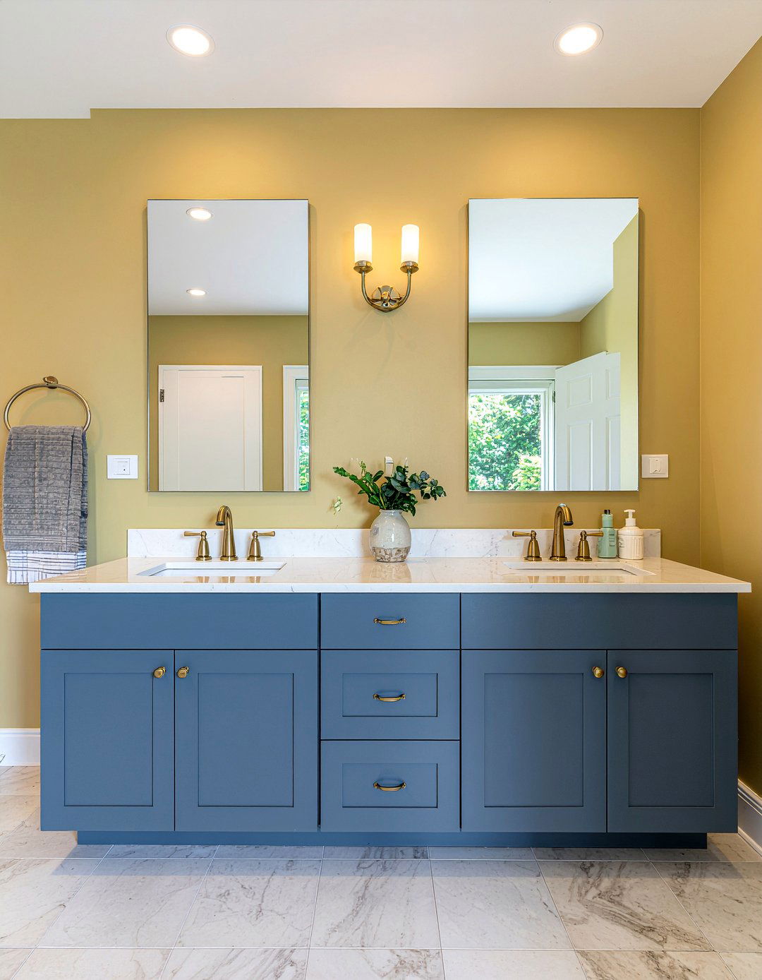 Mustard and Navy Blue Bathroom - 30 mustard bathroom ideas