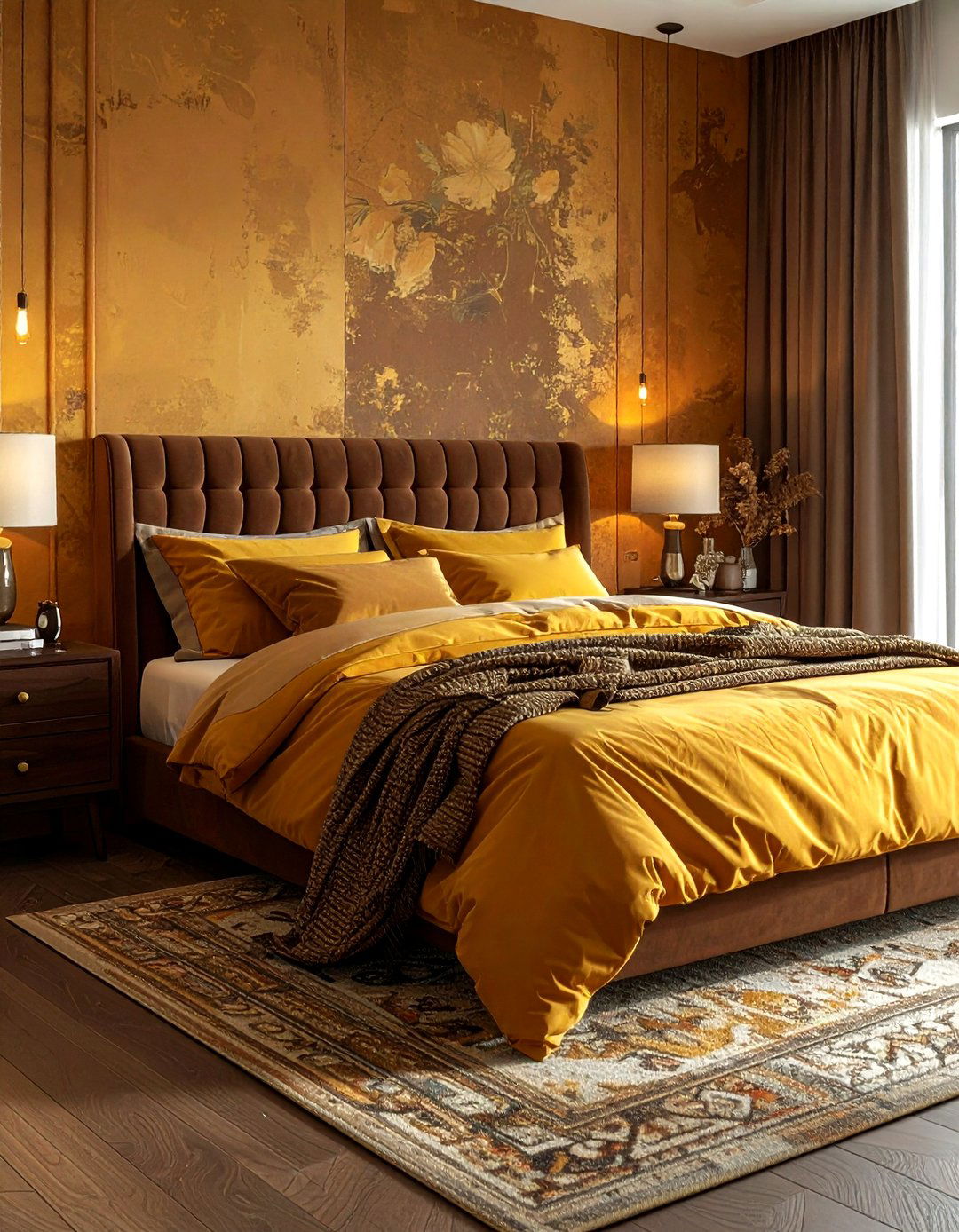 Mustard and brown bedroom - 30 mustard bedroom ideas