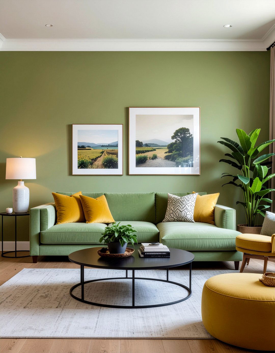 Mustard and green living room - 30 mustard living room ideas