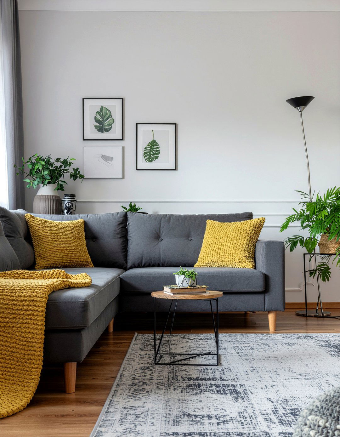 Mustard and grey living room - 30 mustard living room ideas