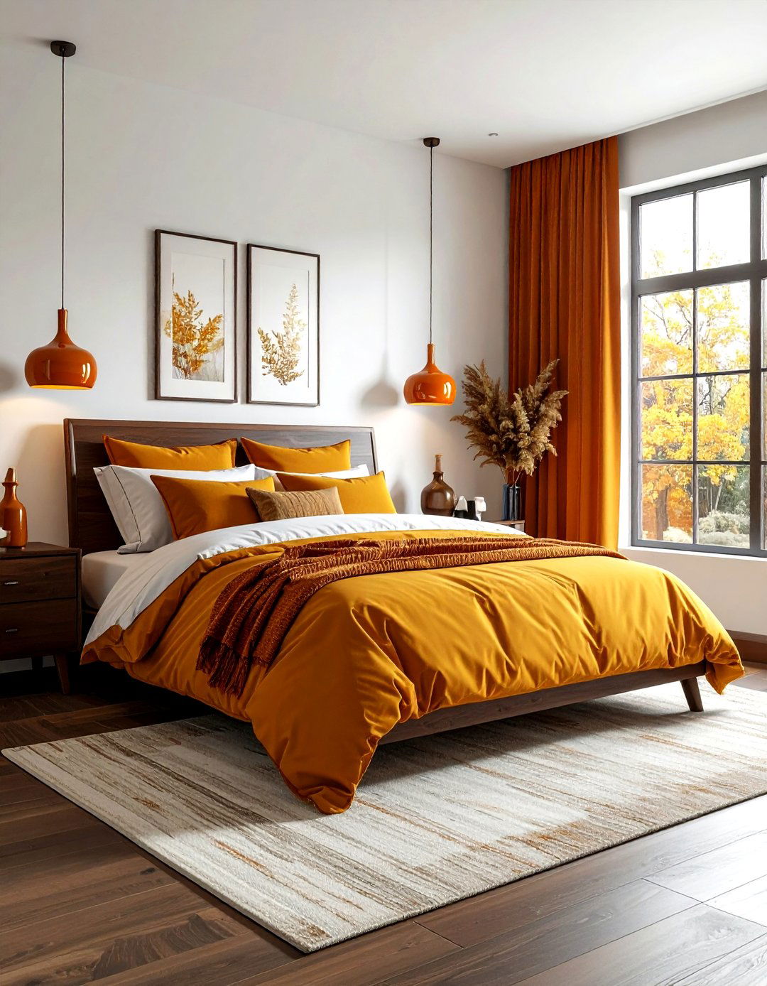 Mustard and orange bedroom - 30 bright orange bedroom ideas