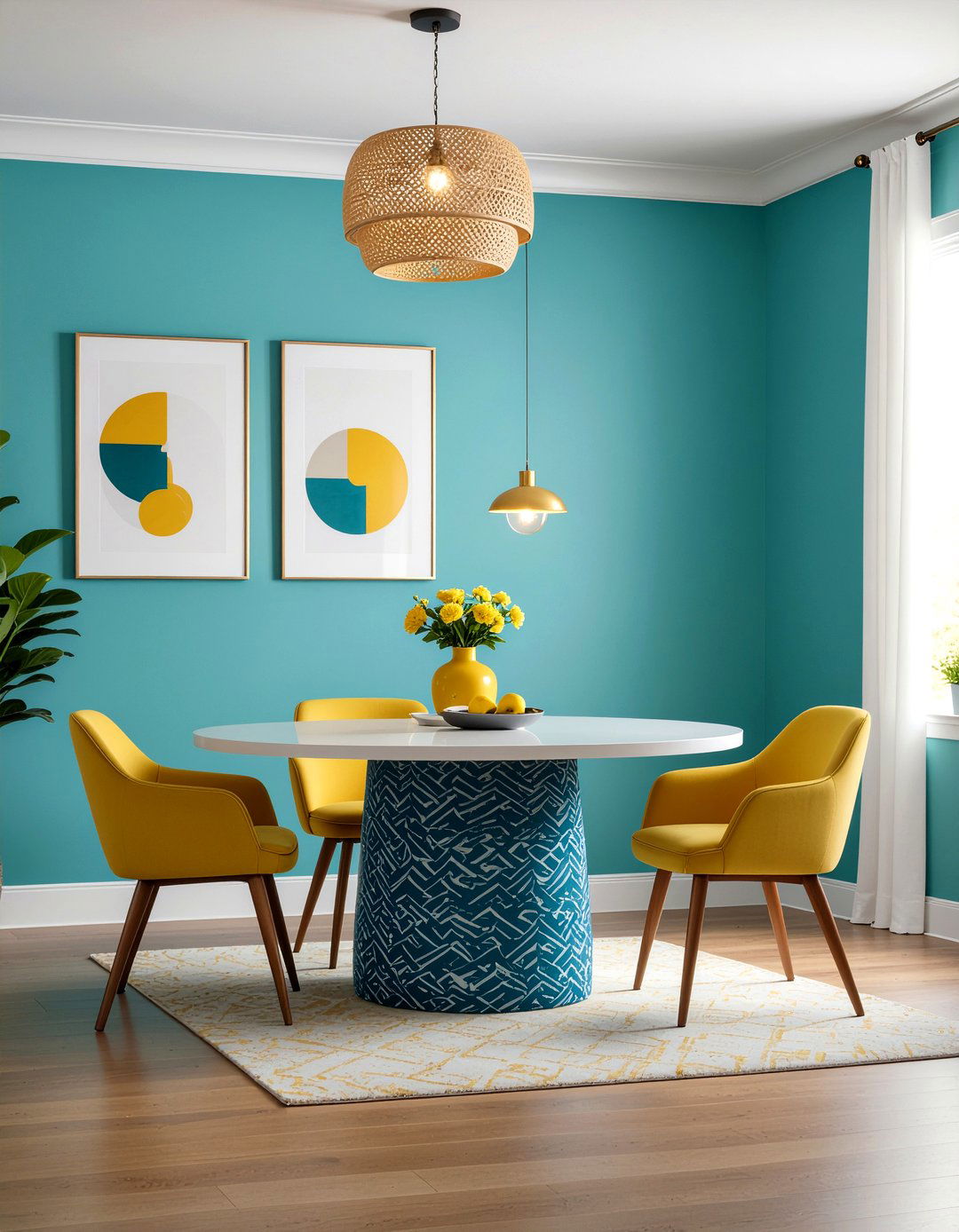 Mustard and teal dining room - 30 mustard dining room ideas