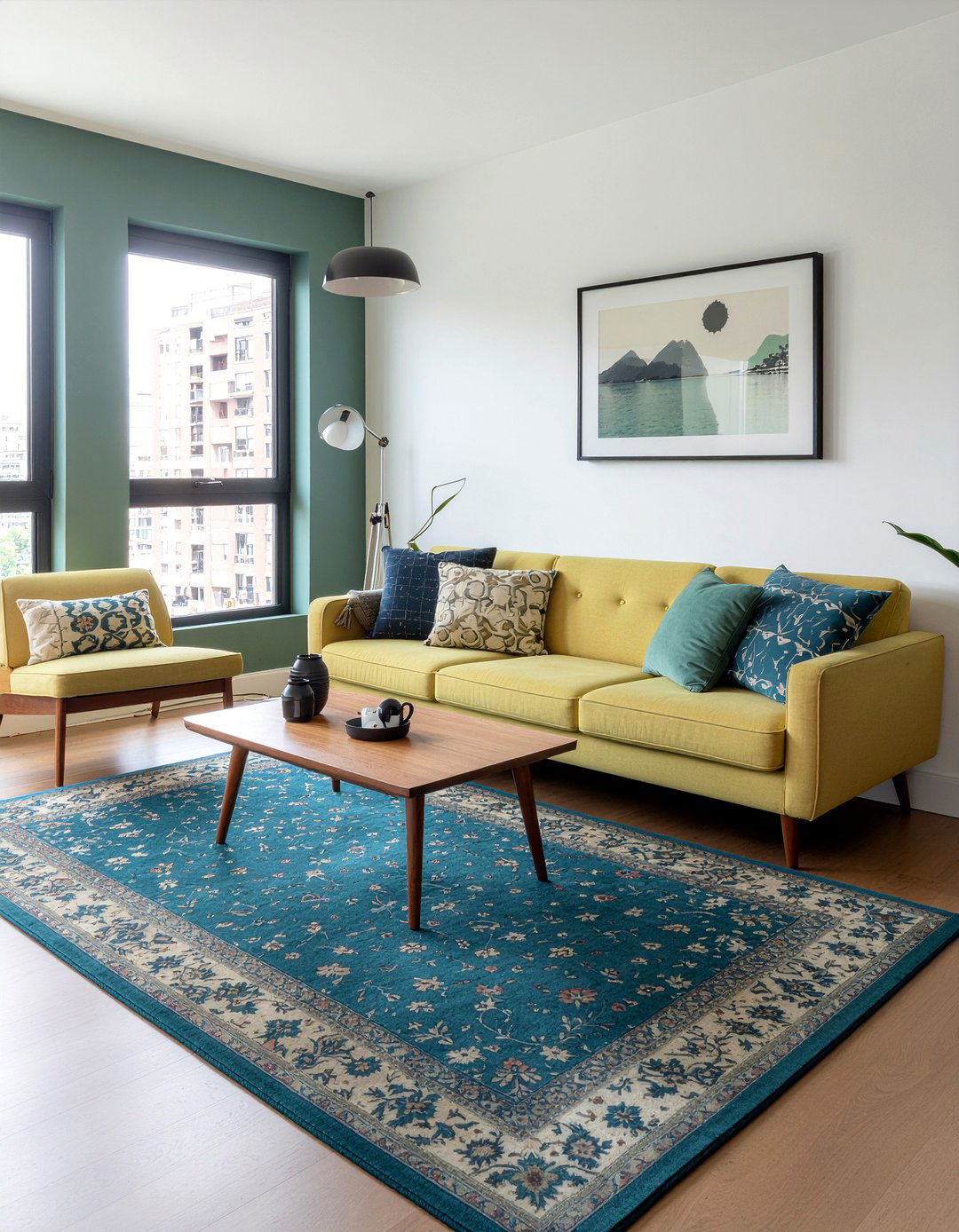 Mustard and teal living room - 30 mustard living room ideas