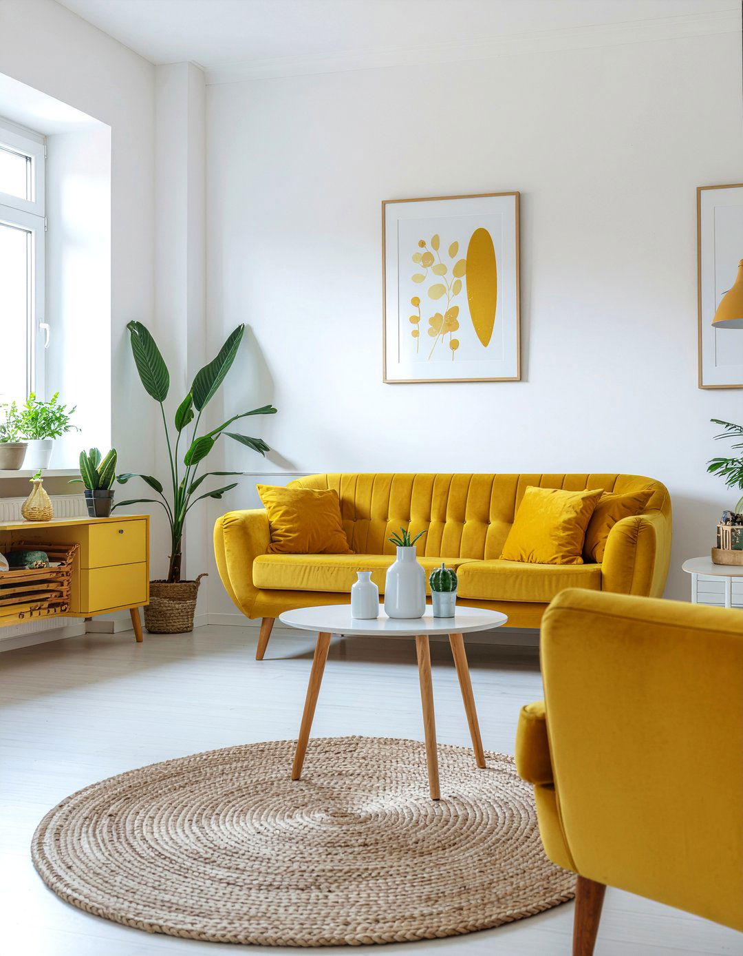 Mustard and white living room - 30 mustard living room ideas
