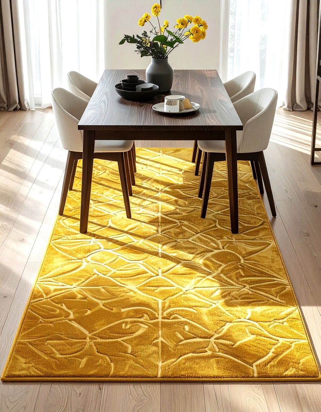 Mustard area rug - 30 mustard decor ideas