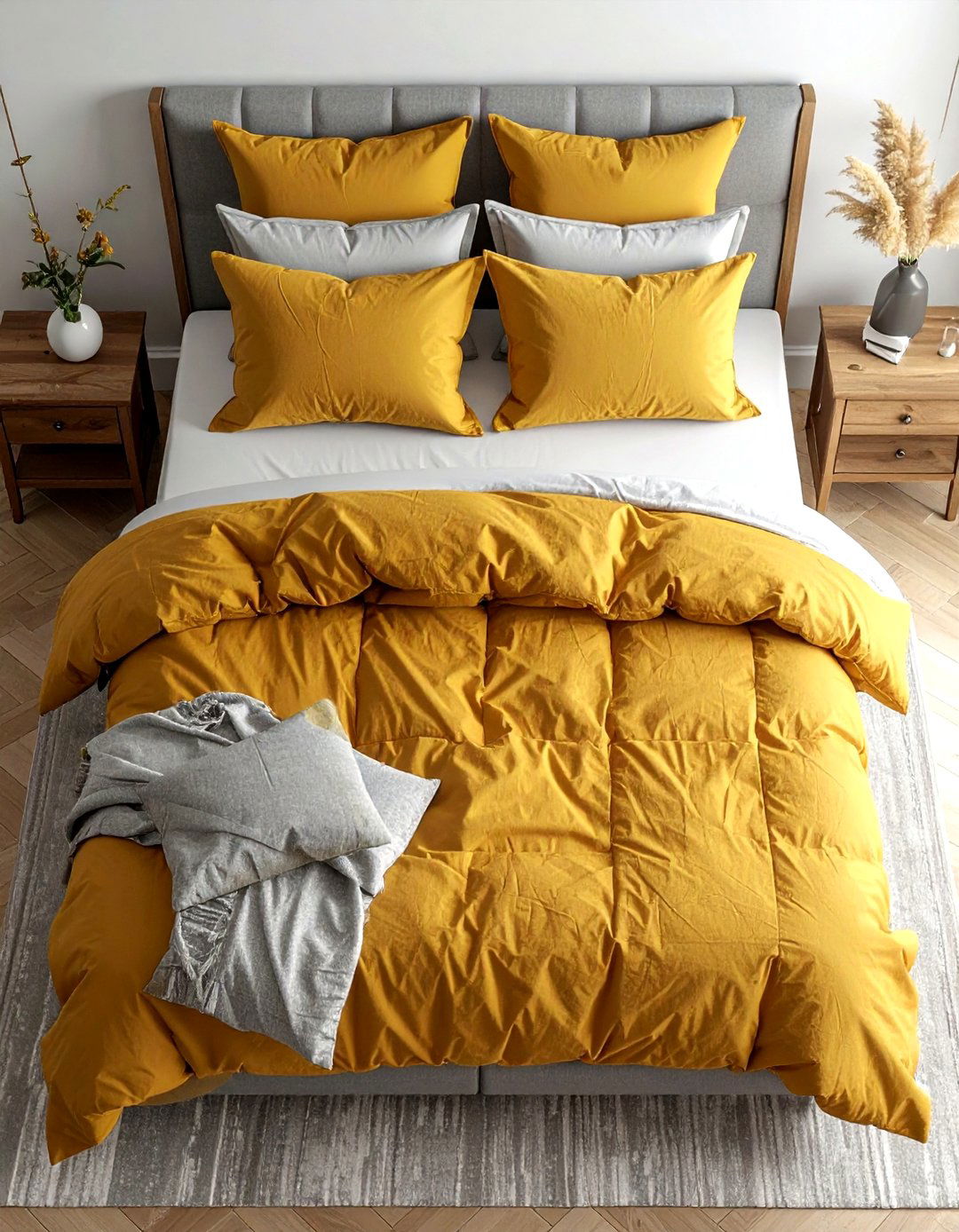 Mustard bedding set - 30 mustard decor ideas