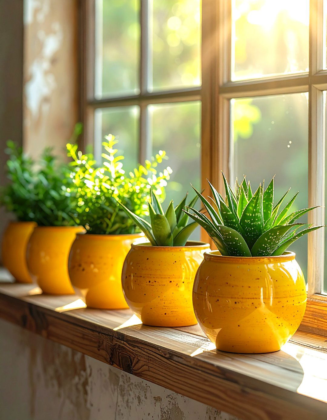 Mustard ceramic planters - 30 mustard decor ideas