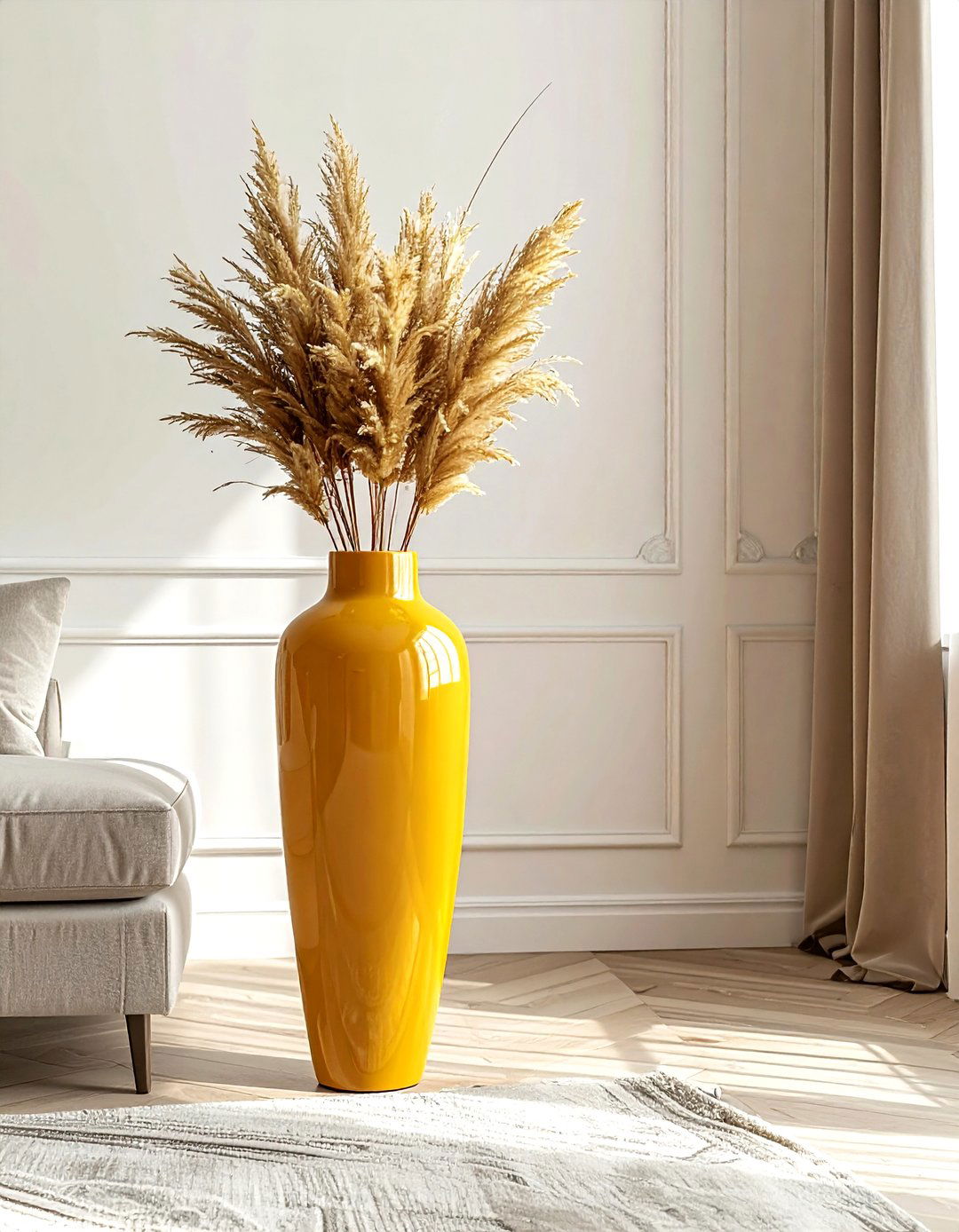 Mustard floor vase - 30 mustard decor ideas
