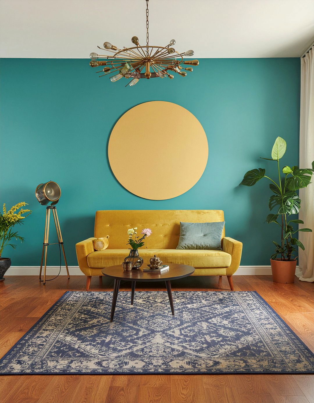 Mustard teal living room - 30 living room color blocking ideas