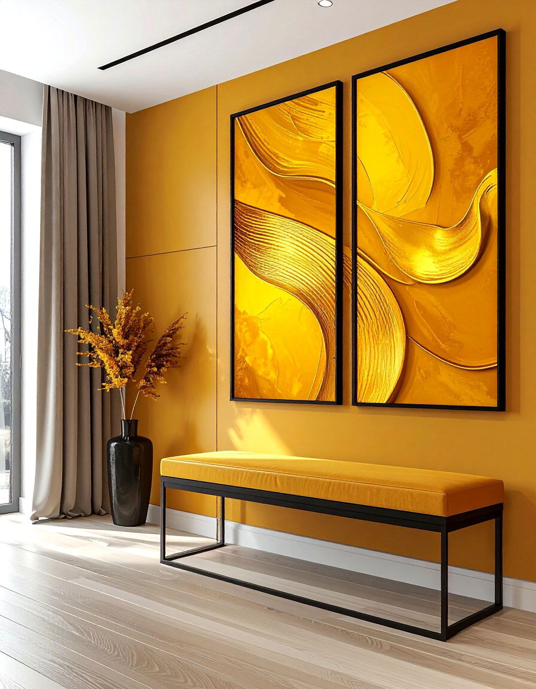 Mustard wall art - 30 mustard decor ideas