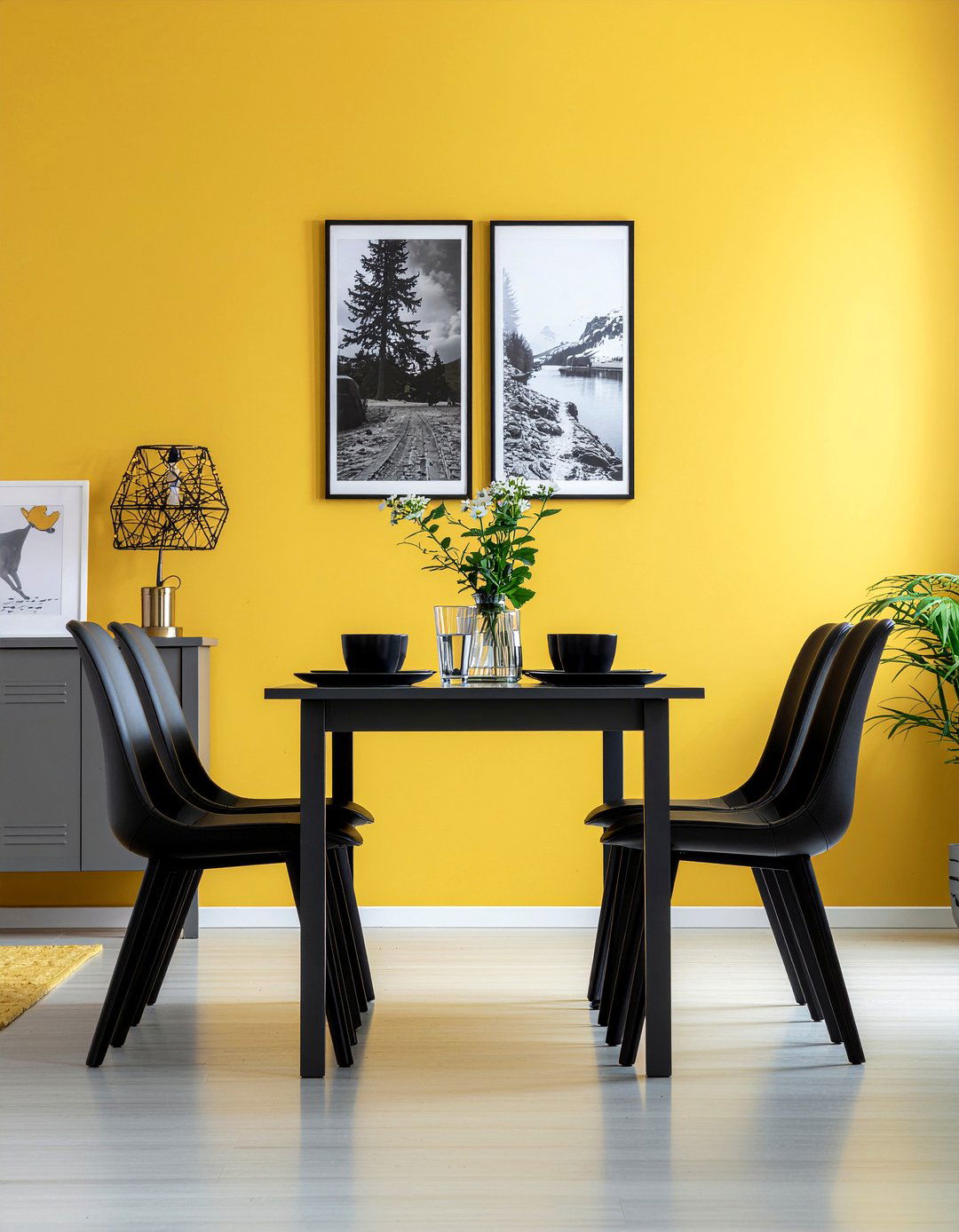 Mustard yellow accent wall dining room - 30 mustard dining room ideas