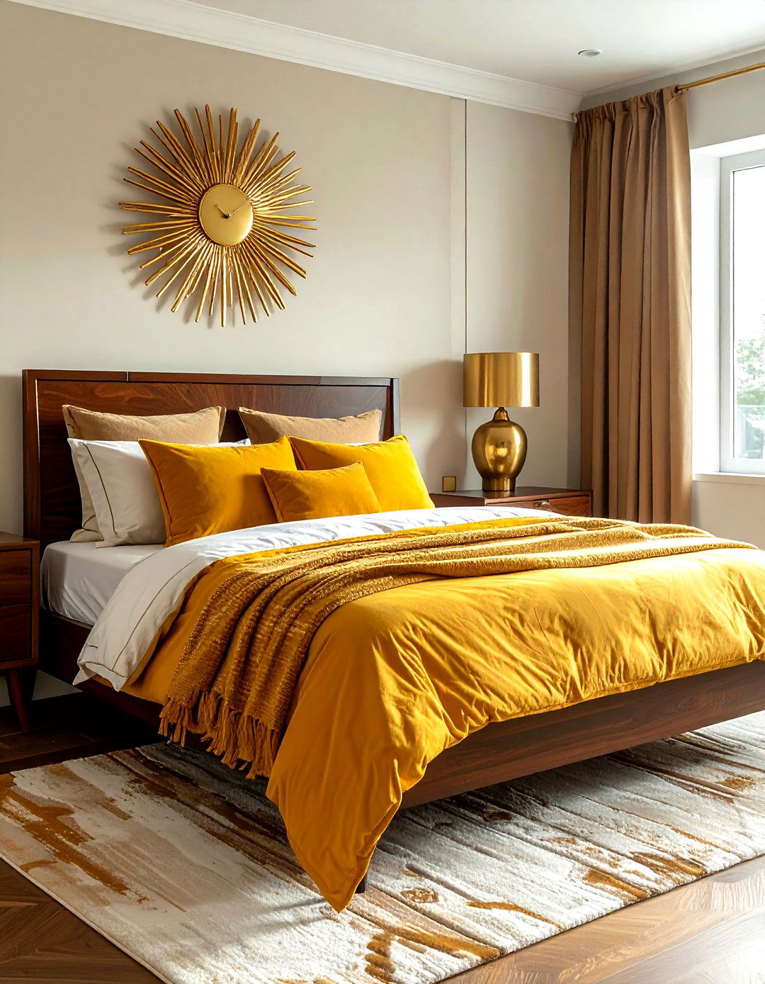 Mustard yellow and gold bedroom - 30 gold bedroom decor ideas