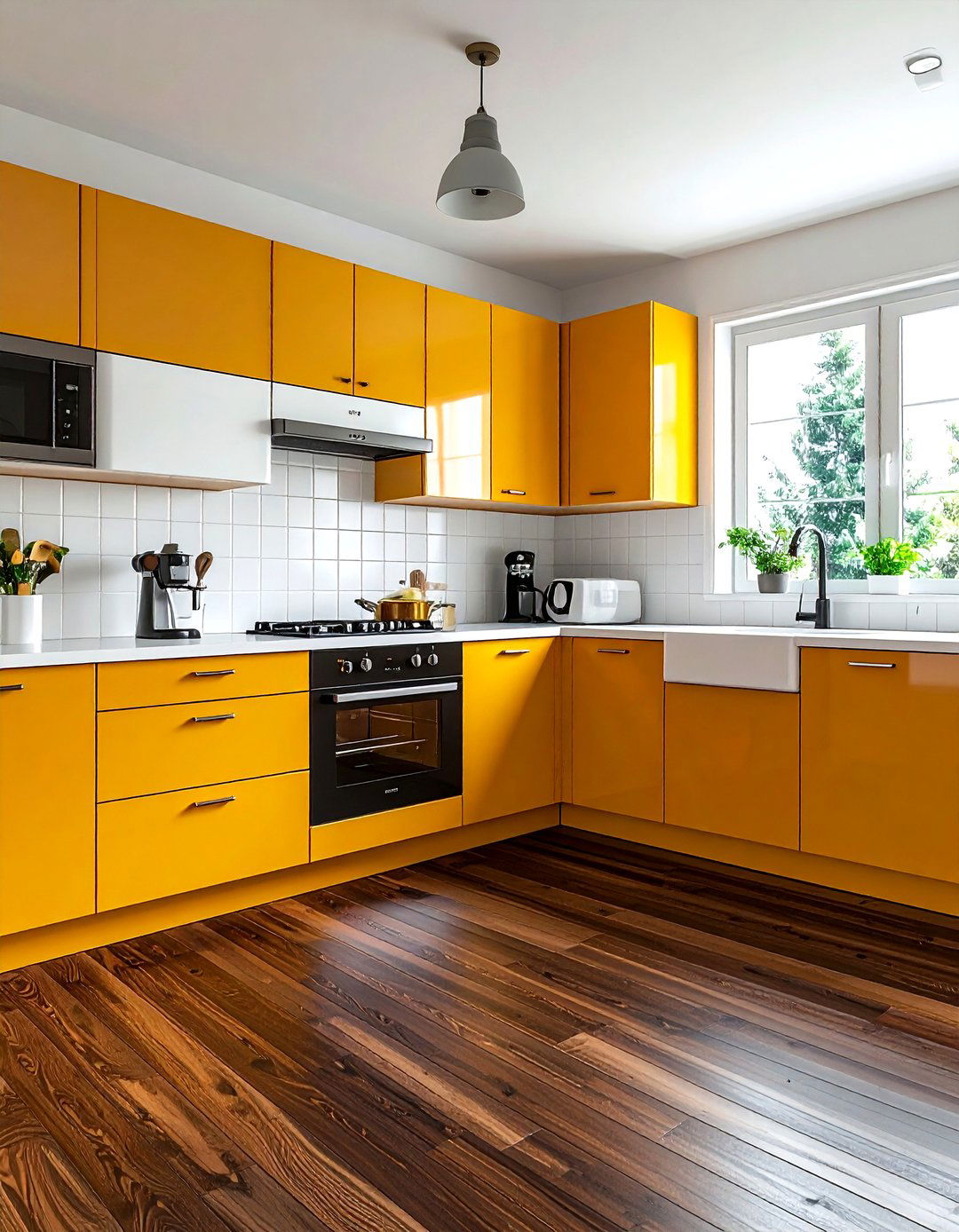 Mustard yellow and white kitchen cabinets - 30 two-tone kitchen cabinet ideas